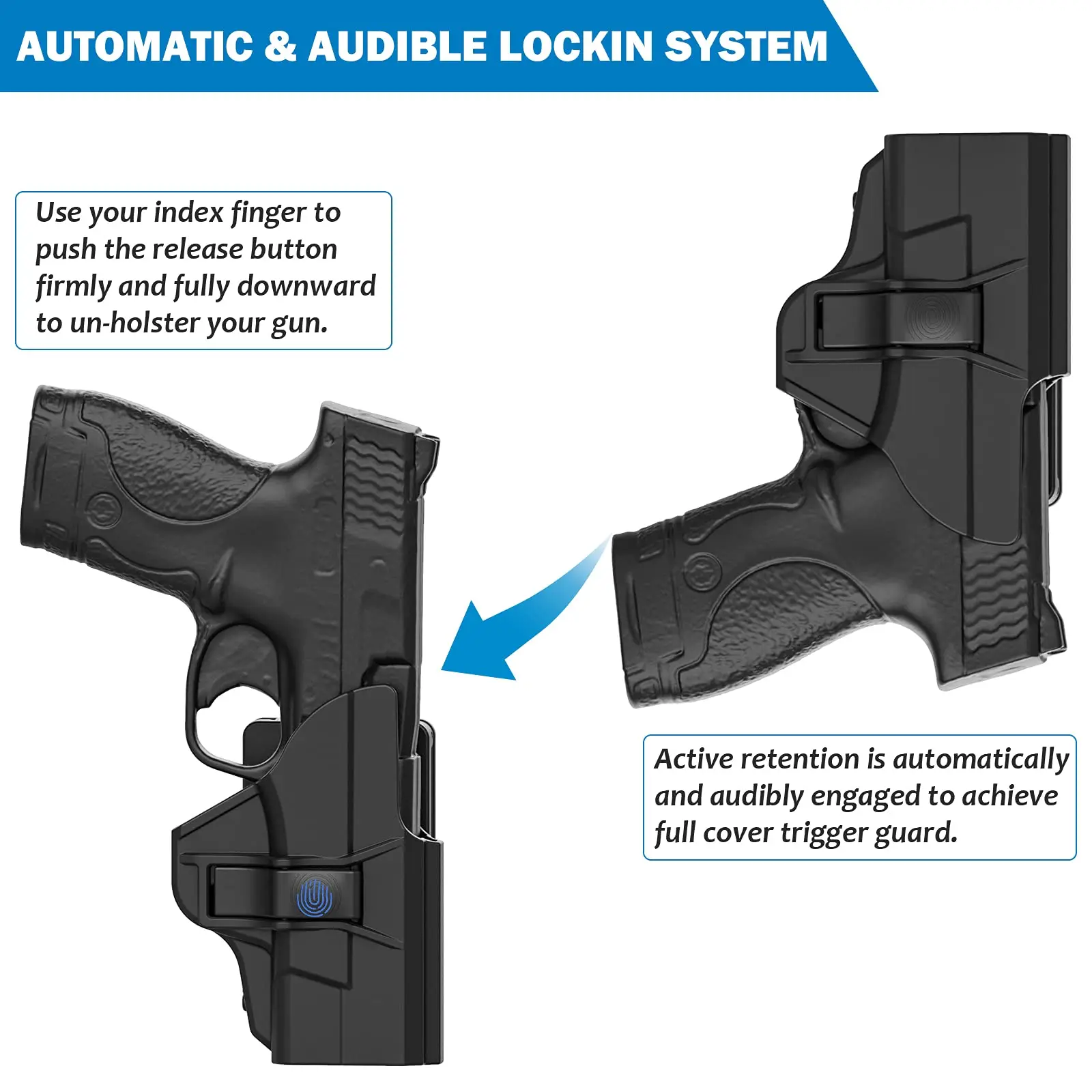 

TEGE S&W M&P Shield 9mm Holster Index Finger Release Holster for Smith and Wesson MP Shield 9mm/.40 3.1'' Barrel