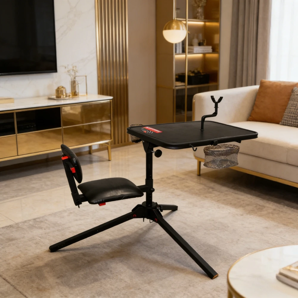 Adjustable Shooting Bench with Padded Backrest Seat Cup Holder Gear Basket Hook Living Room Furniture