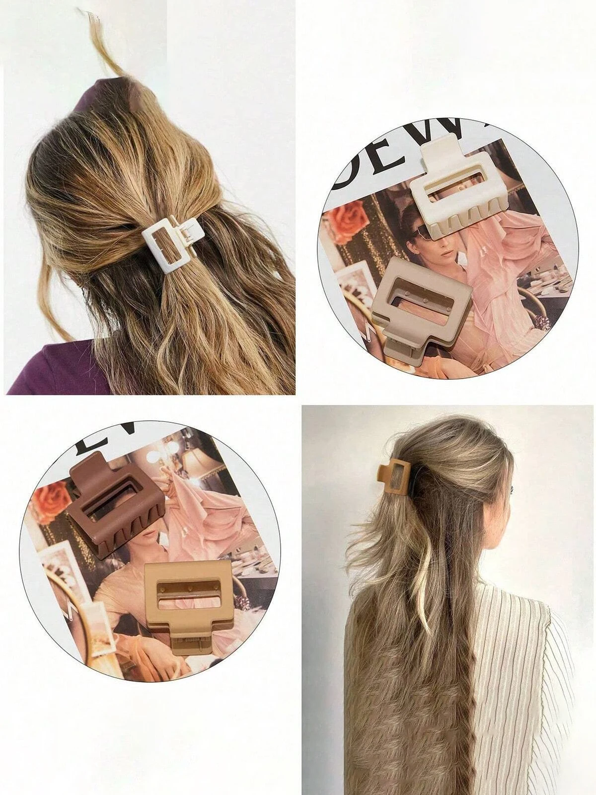 8PCS Medium Hair Claws for Women Girls Claw Clips for Thin Hair Lady Hairpins Matte Jaw Clip Headwear Women Hair Accessories