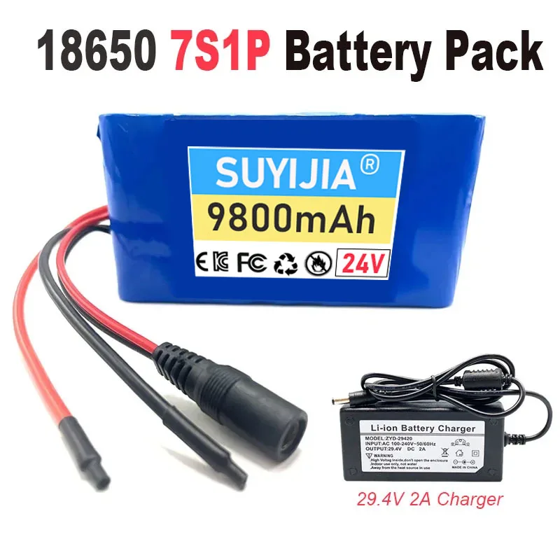18650 Lithium-ion Battery Pack 7S1P 24V 9800mAh  for Scooter Toy Bikes Model Toy Gaming Machine Laptop with Built-in BMS