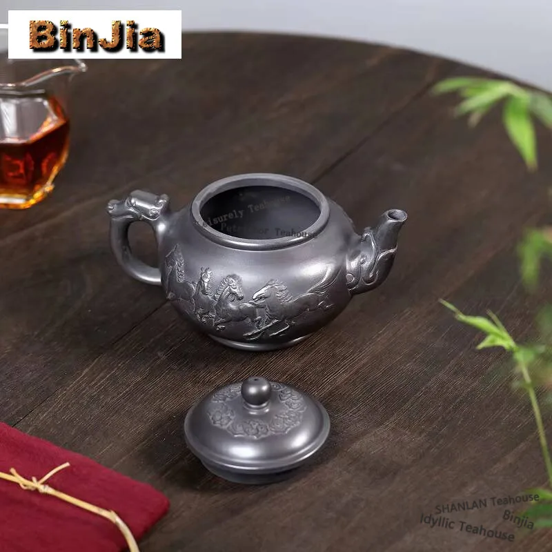 430ml Aesthetic Yixing Purple Clay Teapots Handmade Dragon Pot Raw Ore Stone Yellow Mud Kettle Zisha Tea Set Tea Items Drinkware