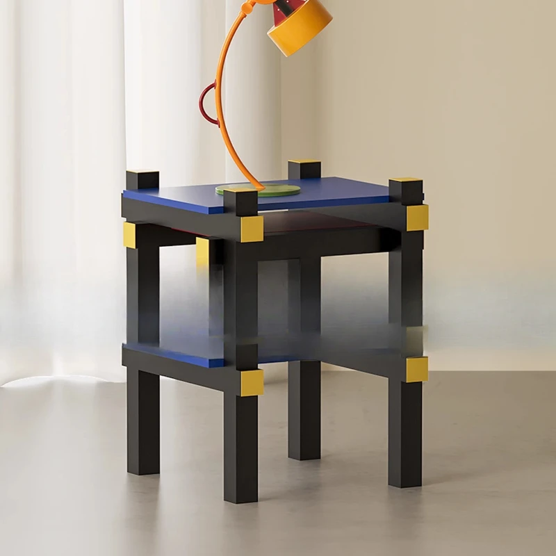 

Coffee table minimalist sofa edge shelf bedroom yellow and blue bedside table