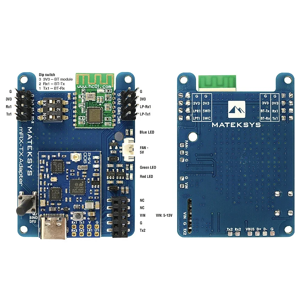 AvaCoreMATEKSYS MLRS MAVLINK 900MHZ TX MODULE KIT, MR900-30-TX 900 MHz LoRa, 30 dBm RF power 5-13V for Long Range RC FPV Drone P
