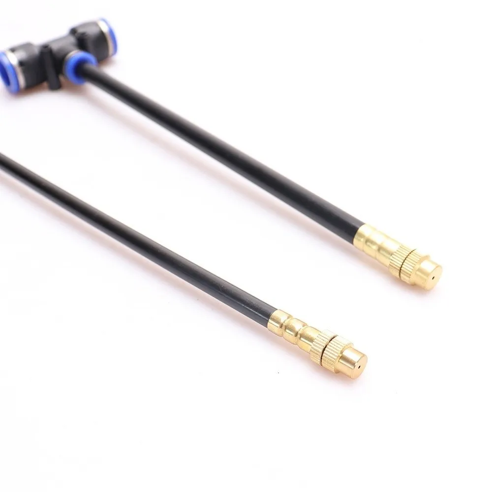 5Pcs Adjustable 360° Free-bend Misting Nozzles Quick Connect Large Area Coverage Misting Cooling System with Tee Joint Anti-Rust