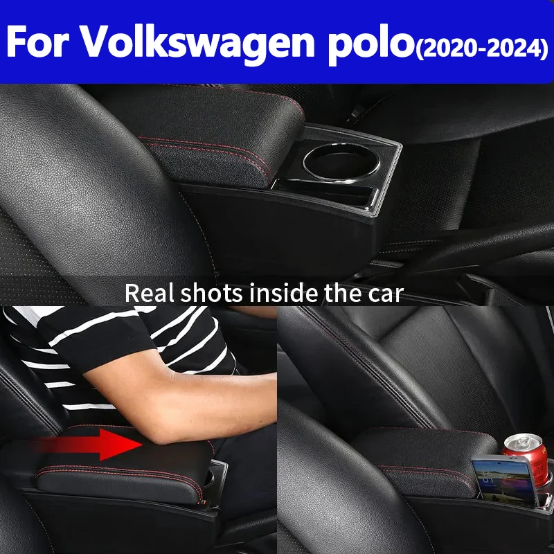 

For Volkswagen Polo Armrest box For VW Polo Car Armrest Dedicated Retrofit 2020-2024 Storage Box Retrofit parts Car Accessories