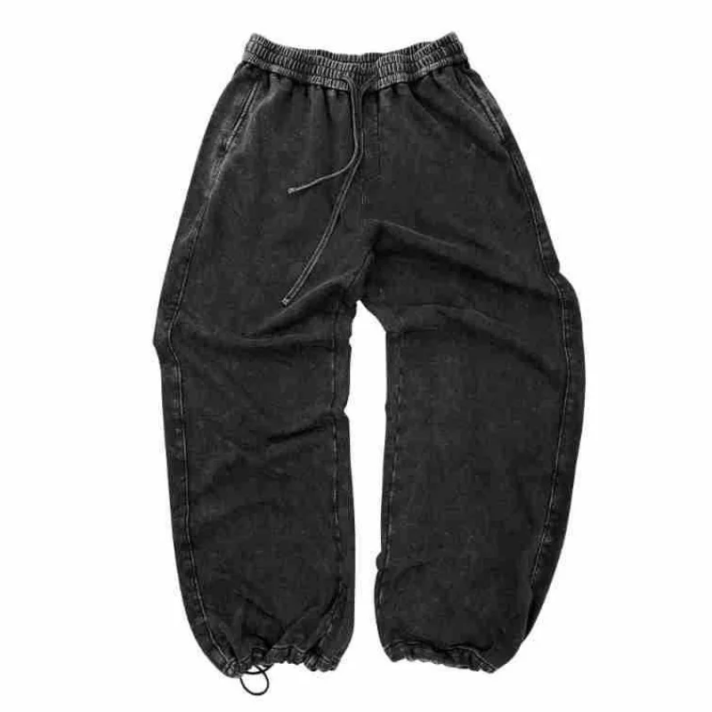 موضة جديدة الهيب هوب تي شيرت الرجال موضة القطن Harajuku متعدد الألوان المتضخم غسلها السراويل الذكور للجنسين الصيف الرجعية السراويل الطويلة