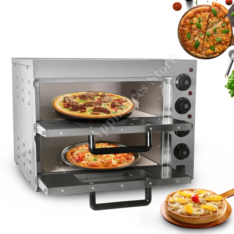 

Коммерческая печь для пиццы с двойной температурой, двухъярусная, для выпечки куриных крылышек, яичных тарталеток, многофункциональная печь