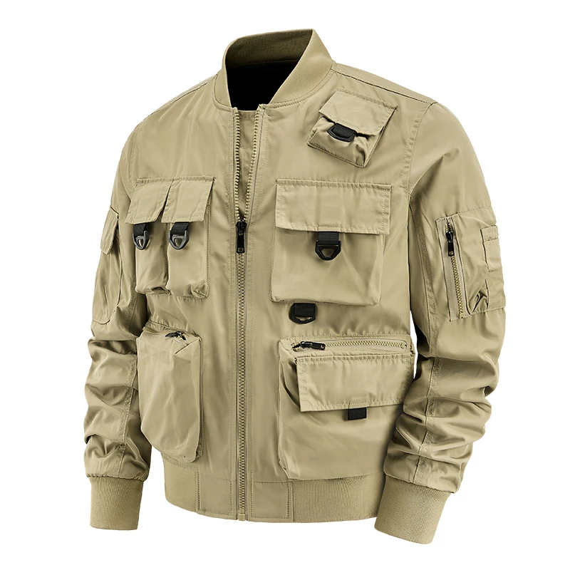 

Bomber Jacket New Men Fashion Spring Autumn Stand Collar Flight Jacket Military Tactical Outdoor Sport Overcoat Male Zipper Coat
