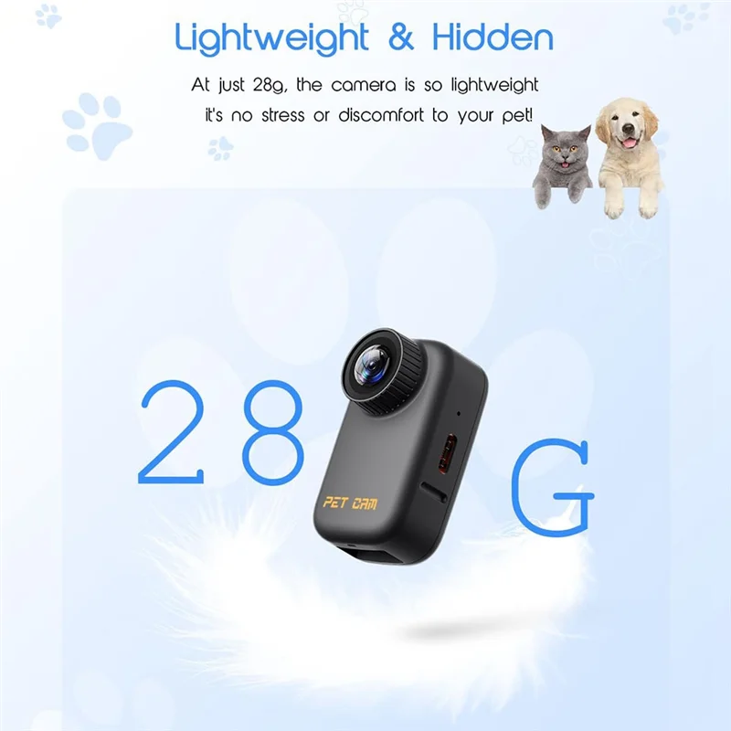 AA08-4K 30Hz Pet Collar Camera, Animal Vlog Camera Mini Action Camera For Video Records Dog Collar Camera