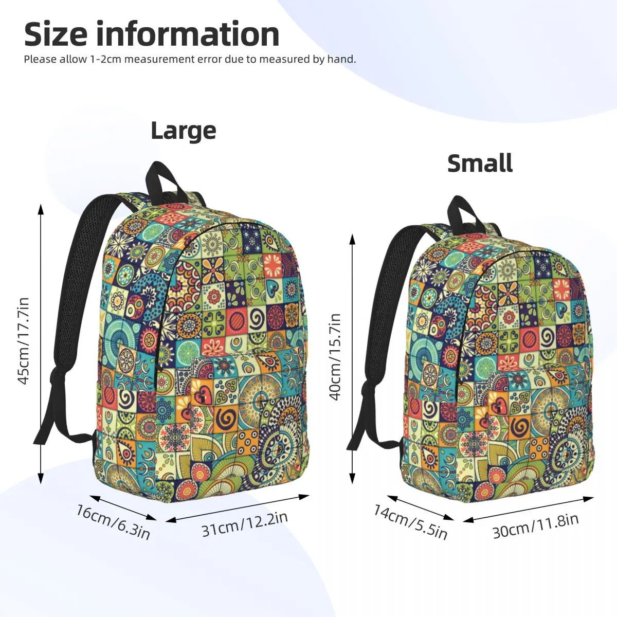 Tile Vintage Moroccan Style Backpack for Men Women Cool Student Work Daypack Mandala Art Mexican Tile Laptop Shoulder Bag Sports