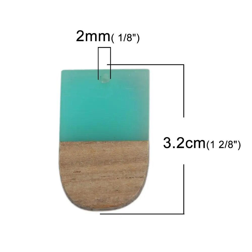 DoreenBeads Fashion Wooden Series Pendant Wood Effect Resin Pendants Ice Lolly Blue Jewelry DIY Findings 3.2cm x 2cm, 2 PCs