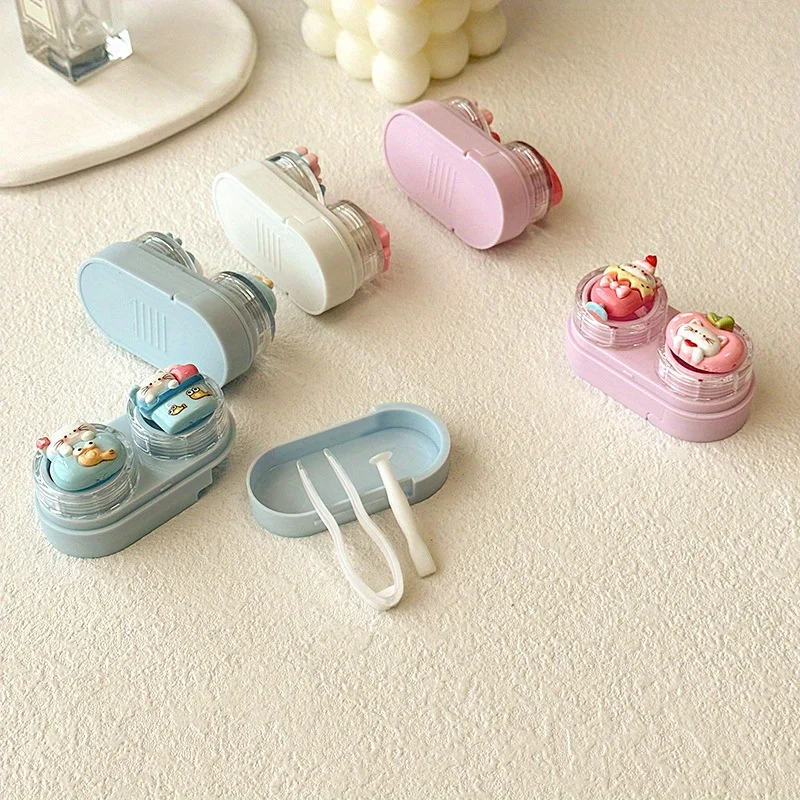 Cute Contact Lens Case Portable Drawer-style Color Cartoon  Contact Care Box Mini Drawer Plastic Travel Small Companion Box