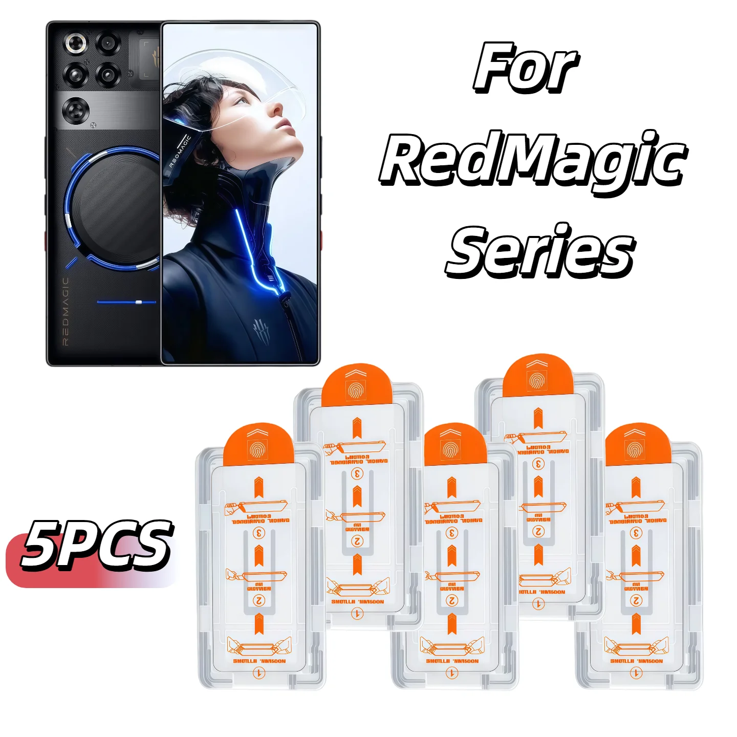 

5Pcs For ZTE Nubia Redmagic Red Magic 8 8S 9 9S 10 10S 11 Tempered Glass Screen Protector 9H Hardness HD Clear Anti-Fingerprint