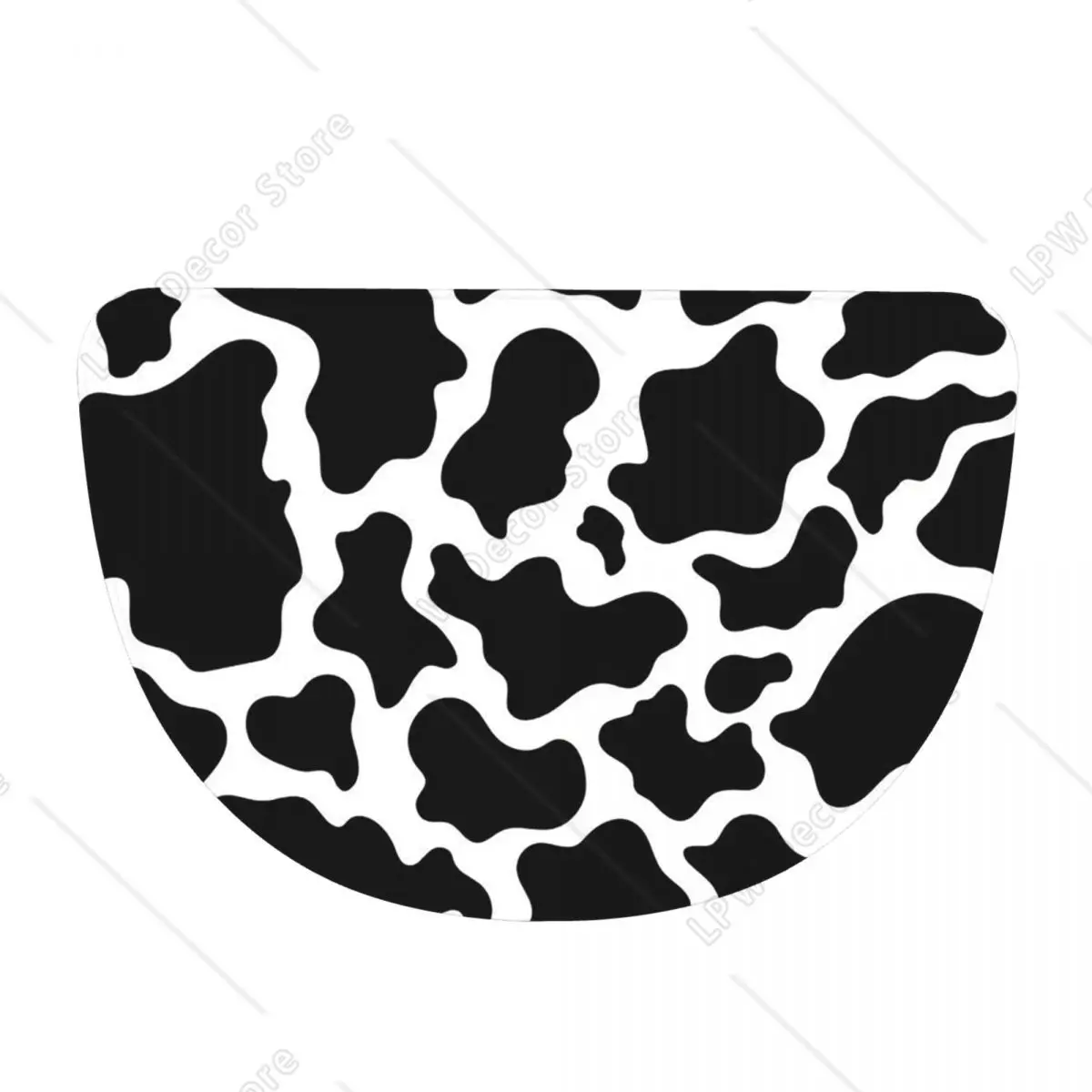 Cow Spots Animal Print Soft Flannel Half Round Doormat Non Slip Bathroom Mat Absorbent Floor Carpet for Home Bedroom