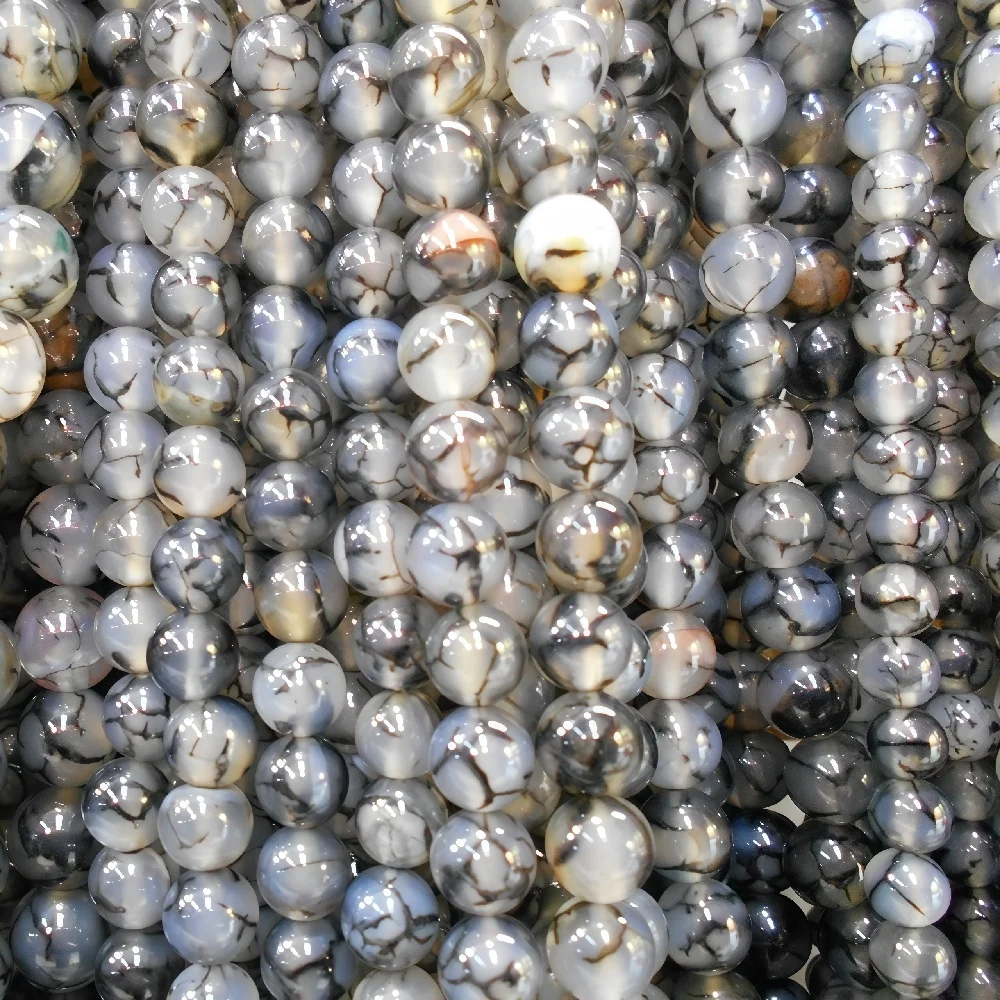 

Natural Stone Beads Black Dragon Vein Agates 4 6 8 10 12mm Bracelets Beads for Needlework Jewelry Making Accessories DIY 15'