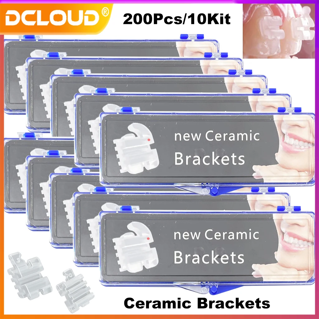 200Pcs/10Kit Ceramic Dental Brackets Braces Mesh Base Mnonblock MBT/Roth 022/018 345 Hooks Ortodoncia Braces Dentist Product