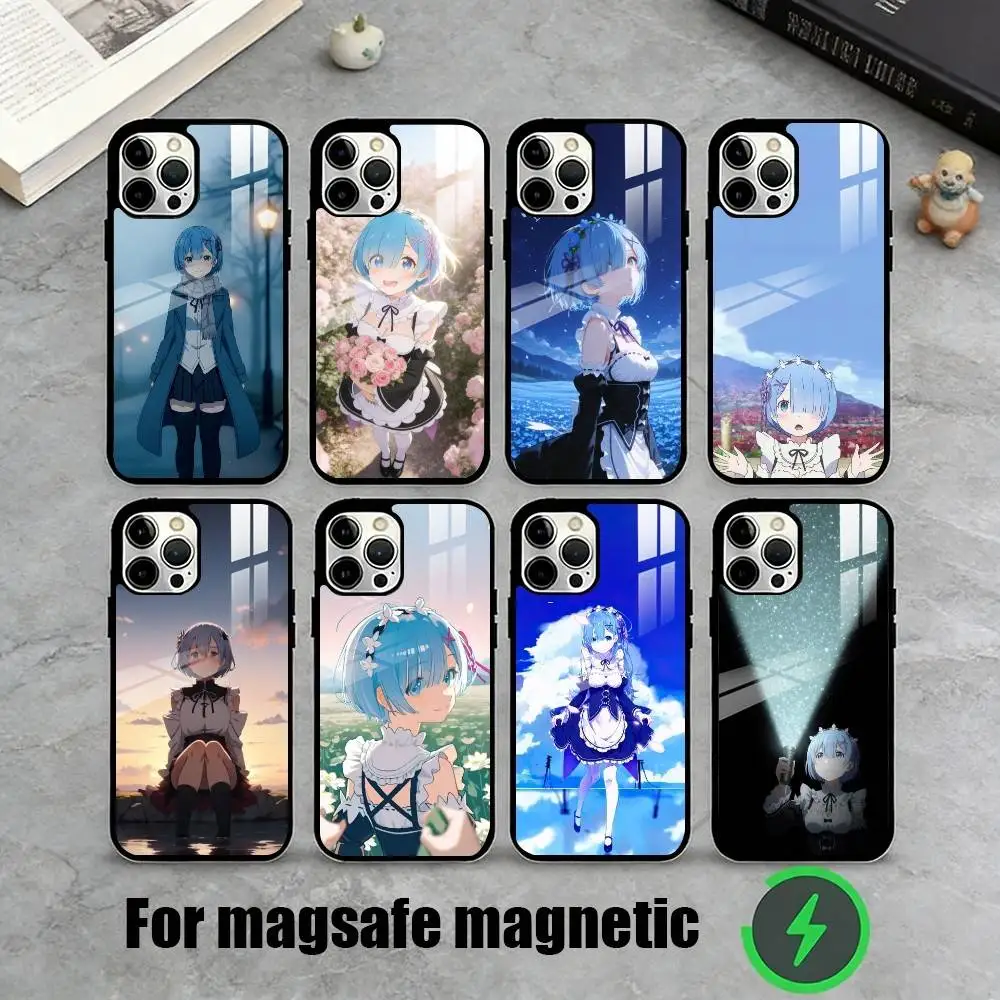 R-Rem Cute Design  Phone Case For iPhone17,16,15,14,13,12,11 Plus,Pro Magnetic For Magsafe Wireless Charging