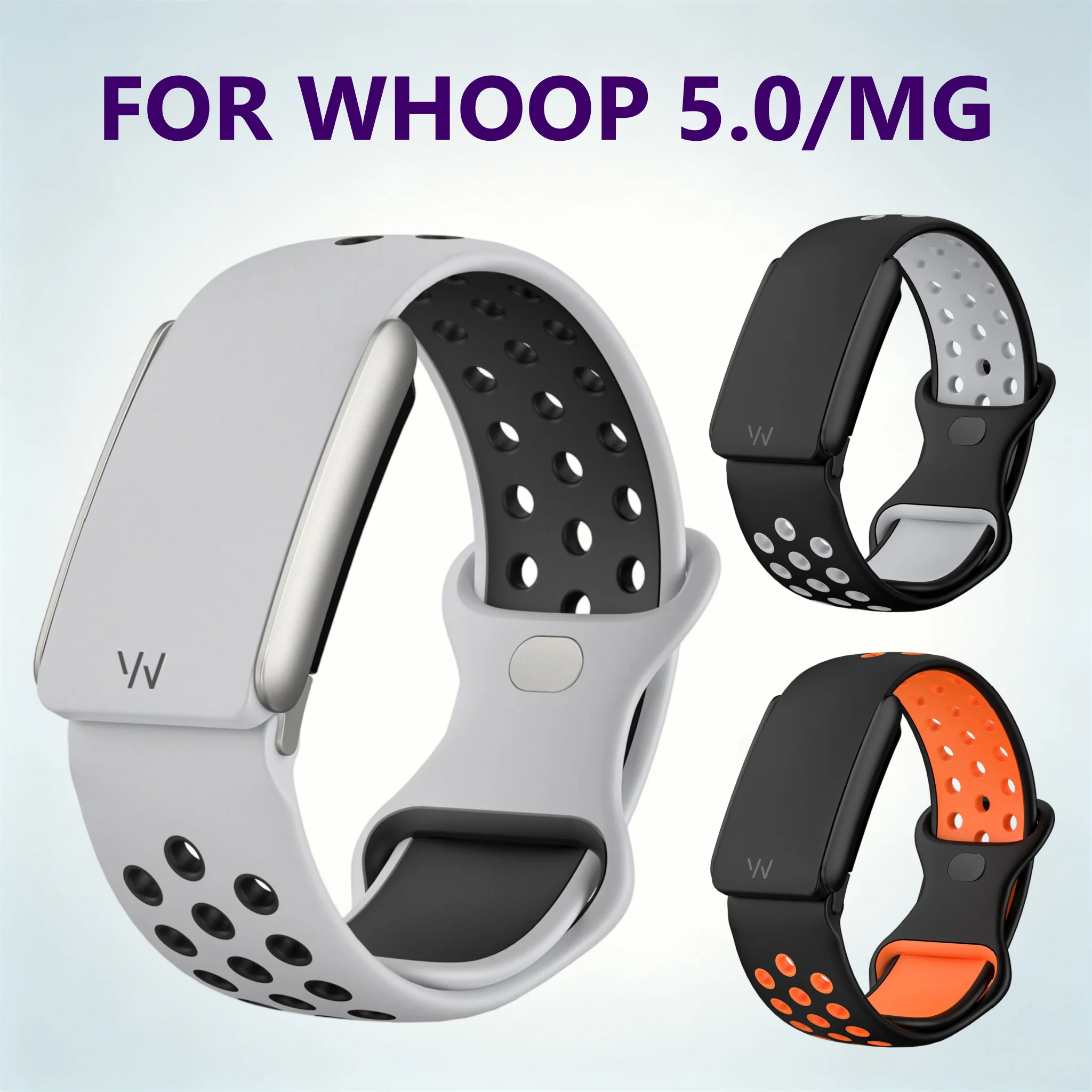 For Whoop 5.0/MG Dual Color Perforated Silicone Wristband Round Hole Breathable Sports Multi Color Adjustable Replacement Strap
