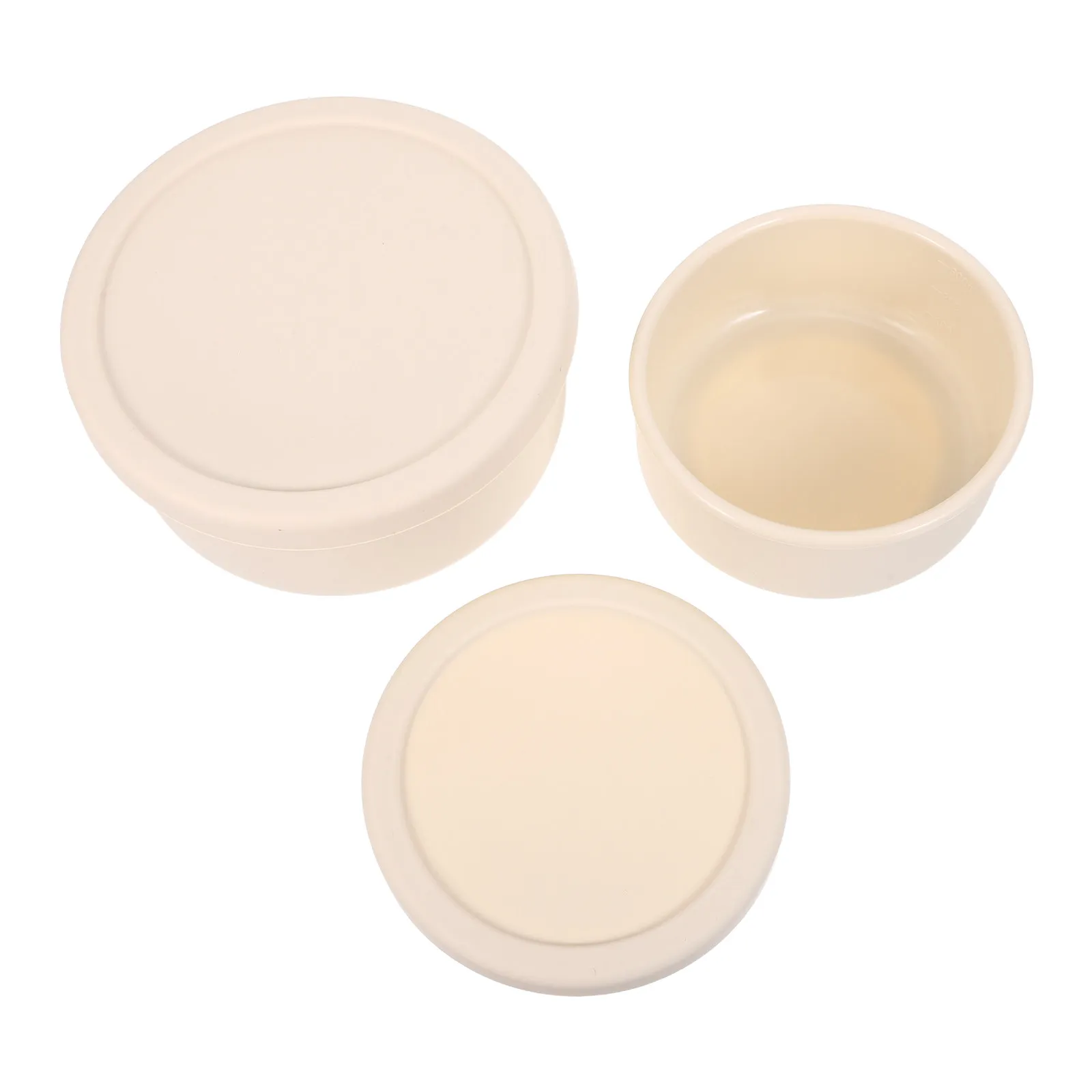 2Pcs Pizza Dough Proofing Box Stackable Silicone Container Airtight Lid for Bread Sourdough Fermentation Storage Beige 300Ml