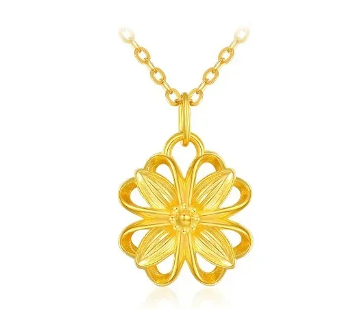 

999 real gold pendants 24 k pure gold flower pendant for women gold jewelry about 0.3g/pc