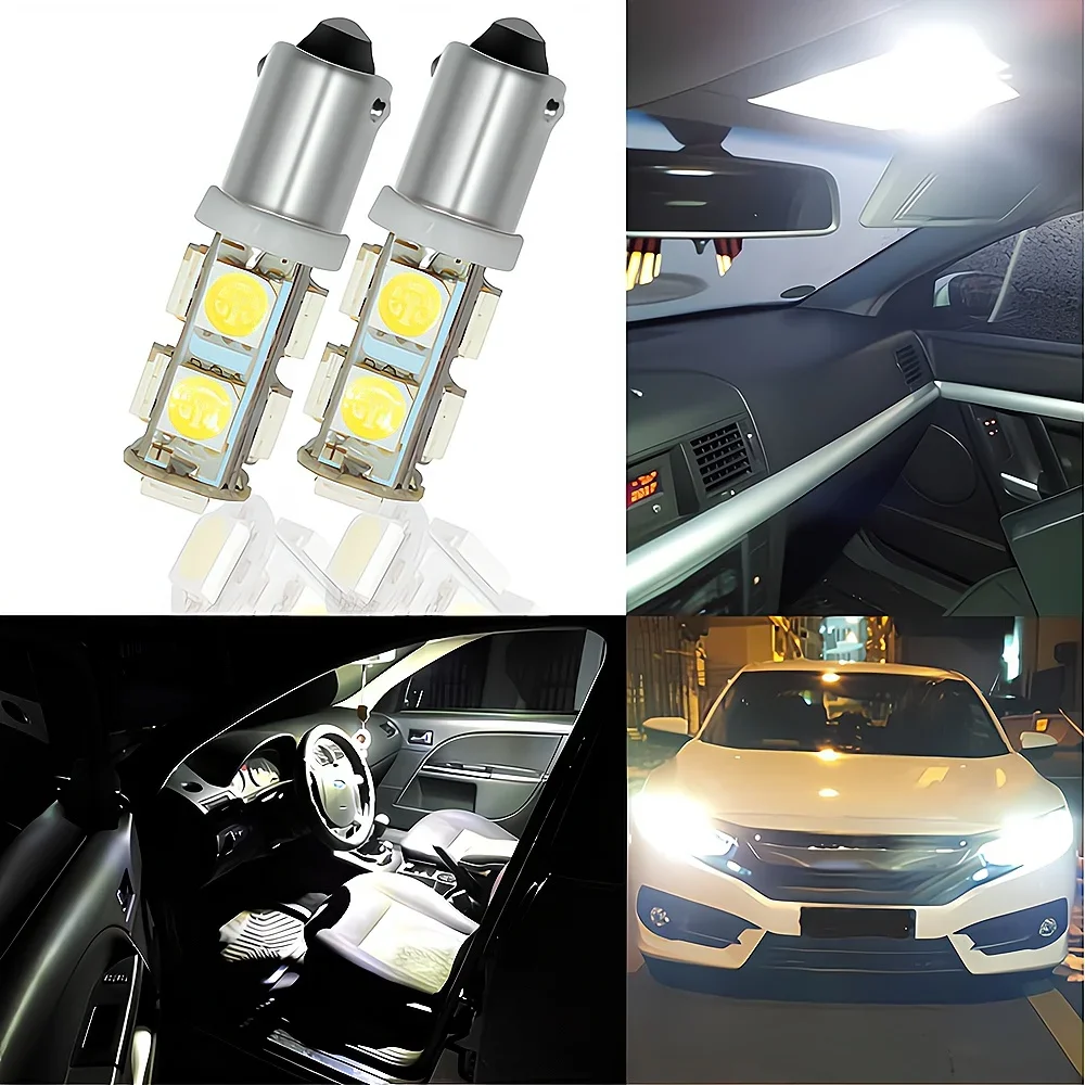 2X Style Car Led Ba9s T4w 9Smd 5050 LED Auto License Plate Light Door Bulb Trunk Bulbs White Brake Lights Marker Lamps Universal