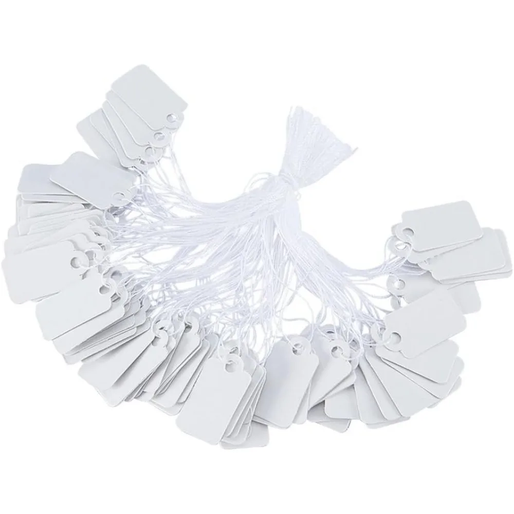 Price Tags 500 PCS Rectangular White String Marking Tags Gift Tags Jewelry Price Tags Clothing Display Tag Price Label