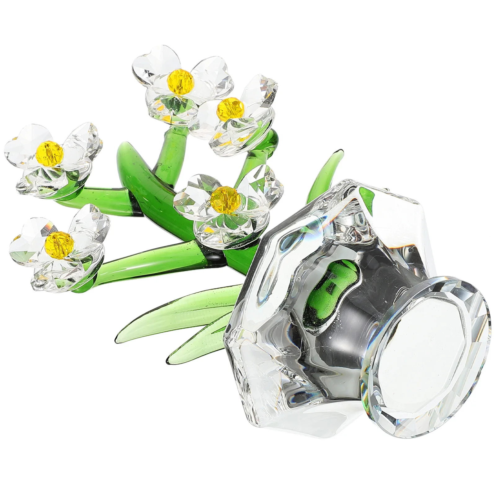 

Crystal Flower Adornment Creative Orchid Bonsai Desktop Sculpture Stable Flat Bottom Glass Decoration Crystal Figurines