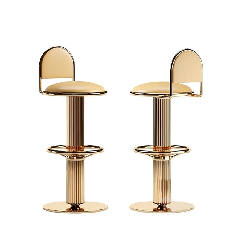 

Counter Height Bar Stools Gold with Back Modern Adjustable Height Barstools Swivel Bar Chair with Gold Stainless Steel Legs