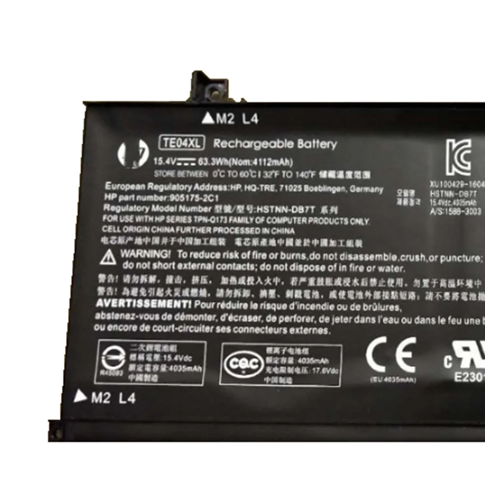 15.4V 63.3Wh TE04XL original Battery For HP OMEN 15-AX 15-AX033DX  AX020TX BC219TX 905277-555 HSTNN-UB7A TPN-Q173