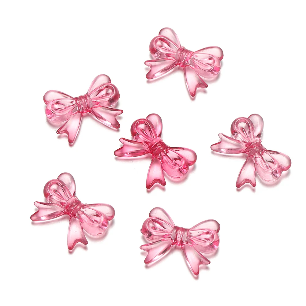 30Pcs Multicolor Transparent Bow Acrylic Beads for DIY