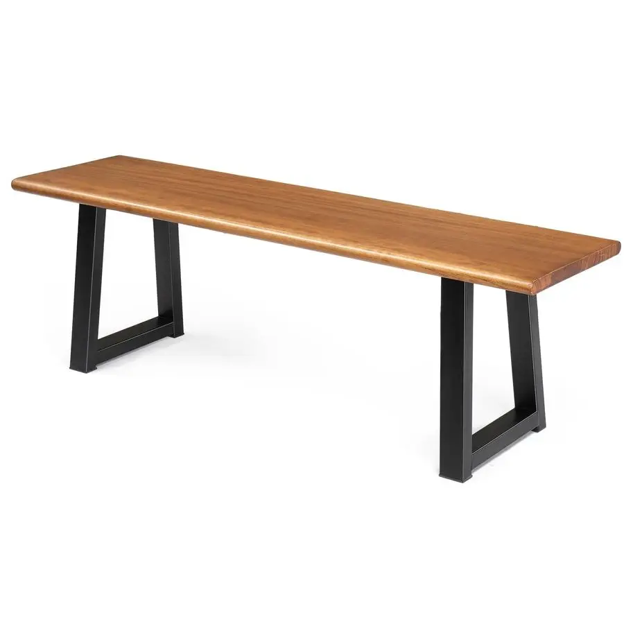 

Outdoor Bench with Metal Legs Rustic, Wood Dining Bench Indoor Outdoor Porch Bench for Yard Garden Dining 57in
