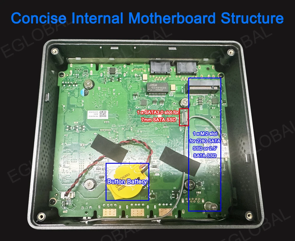 Настольный игровой мини-ПК Eglobal, Intel Alder Lake N100 12-го поколения, 8 ГБ DDR5, 4800 МГц, 256 Гб SSD, Windows 11 Pro, Wi-Fi, BT4.2, 1000 м