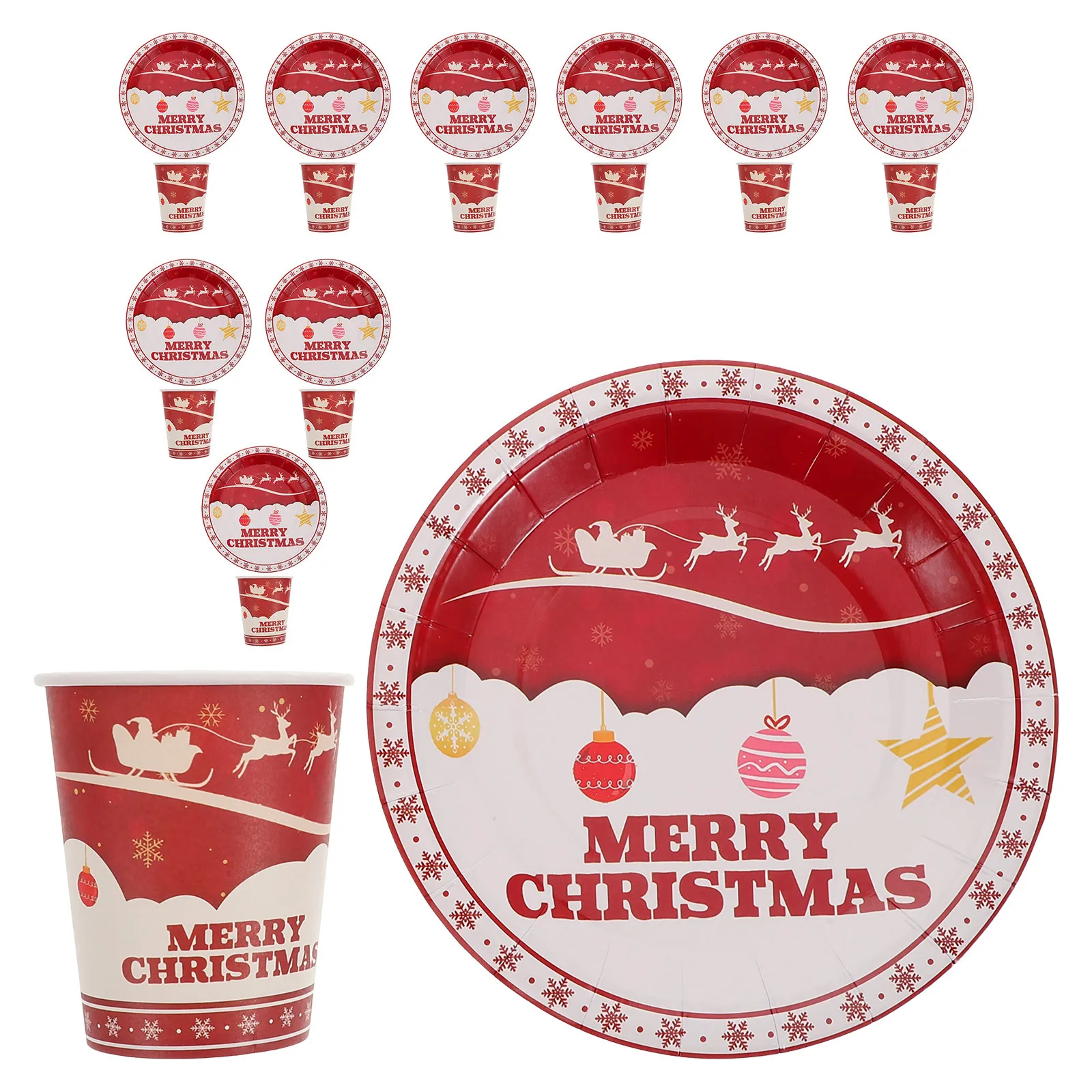 

20Pcs Christmas Tableware Set Festive Plates Cups for School Church Home Xmas Parties Christmas Party Plates Christmats Plate