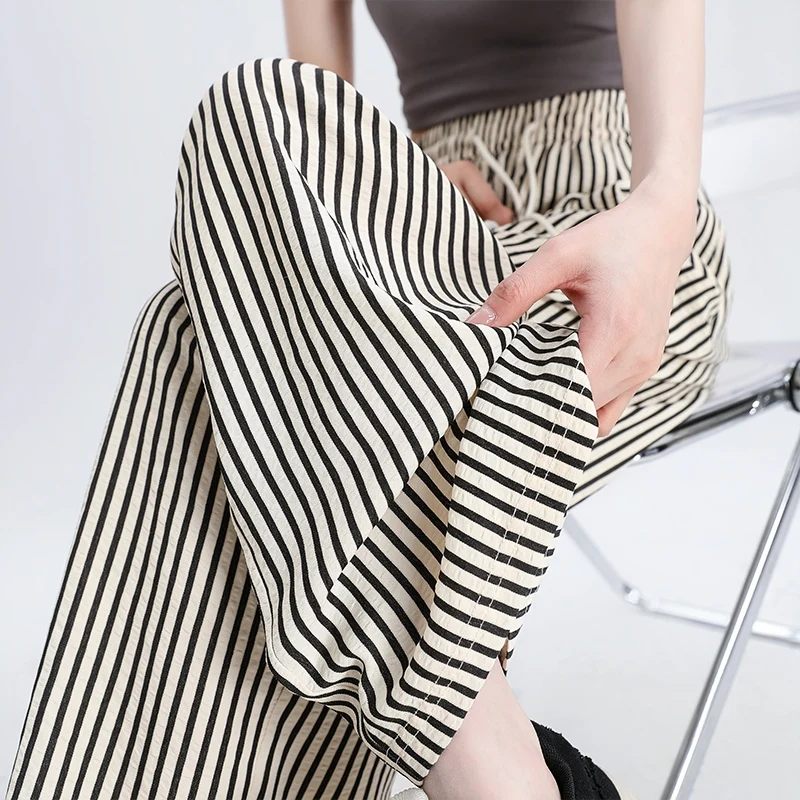 

Striped Wide-leg Pants Women's Spring and Summer Fashion High-end Popular Style Elastic Waist Makes You Look Slim and Casual