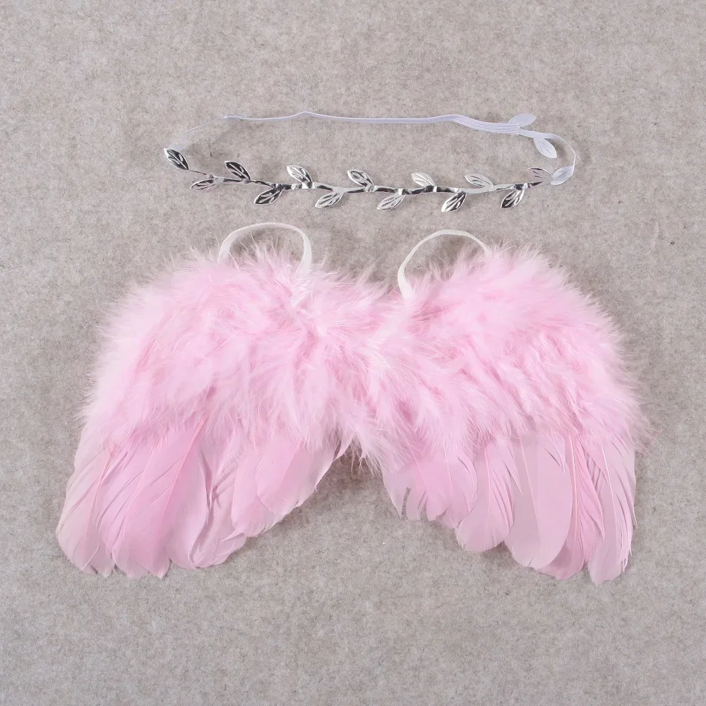 Ensemble de Bandeaux de Cheveux Chic pour Bébé Fille, Ailes de Plumes d\'Ange, Feuilles, Sauna, Accessoires de Photographie pour Nouveau-Né, Cadeaux