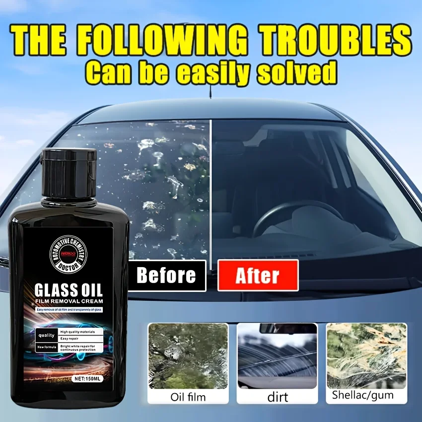 

Крем для удаления масляной пленки стекла, 5,07 унции — состав для полировки лобового стекла, повышает видимость и тихие дворники, безопасные для всех транспортных средств