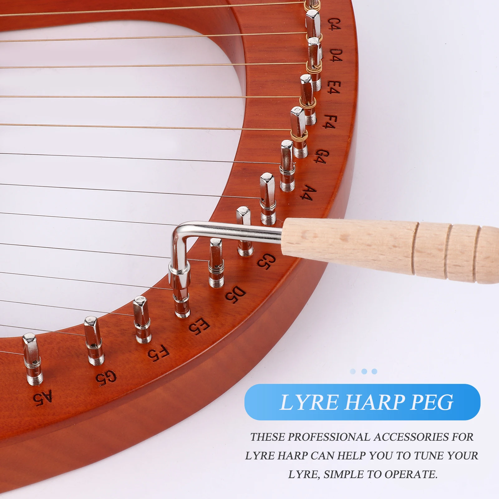 

10Pcs Professional Lyre Harp Pegs Sturdy String Tuning Accessories Durable Metal Material Long Lasting Use Lyre Harp Peg