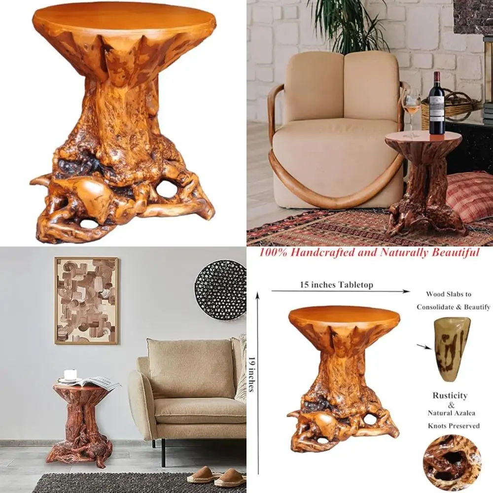 

Приставной столик с корнем пенья азалии в деревенском стиле | Уникальный деревянный бревенчатый столик | Восстановленный примитивный натуральный живой край