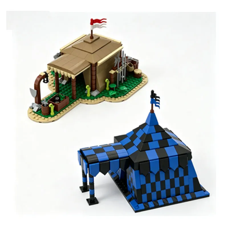 

MOC Medieval Castle Tent Soldiers Tournament Camp Small Particle Building Block Model Toy Ornament Gift