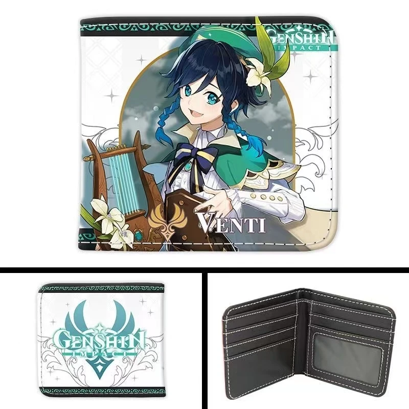Аниме геншин ударт каэдехара казуха тартаглия Райден шогун кошелек для косплея монета двойного сложения высокий внешний уровень мультфильм