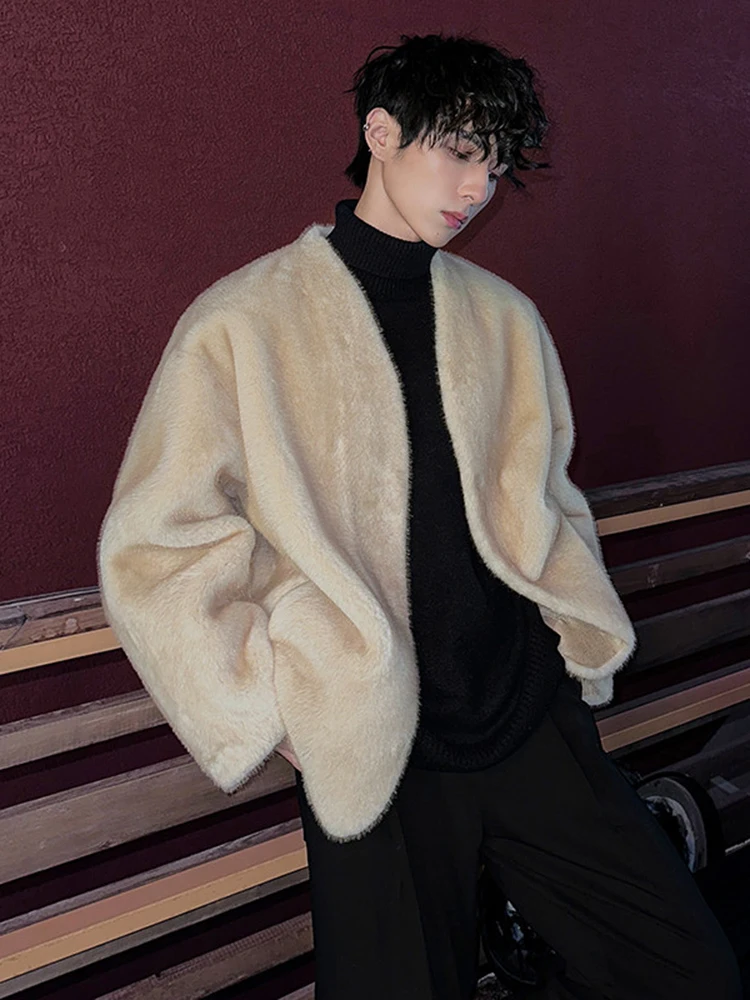 

Men's Winter Casual Faion Leather Fur Jaet Loose Cotton Clothes American High Street Sle Korean System Outfit