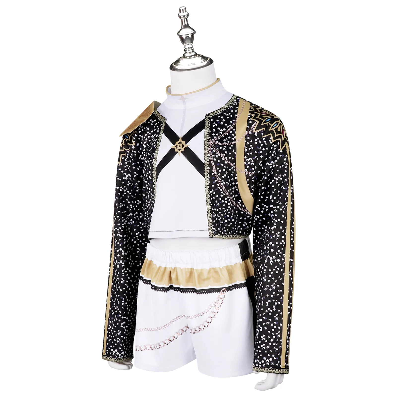 Bambini Rumi Zoey Mira KPop Demon Hunters Costume Cosplay Parrucca Set Abito nero dorato per Halloween Party Gioco di ruolo Outfit