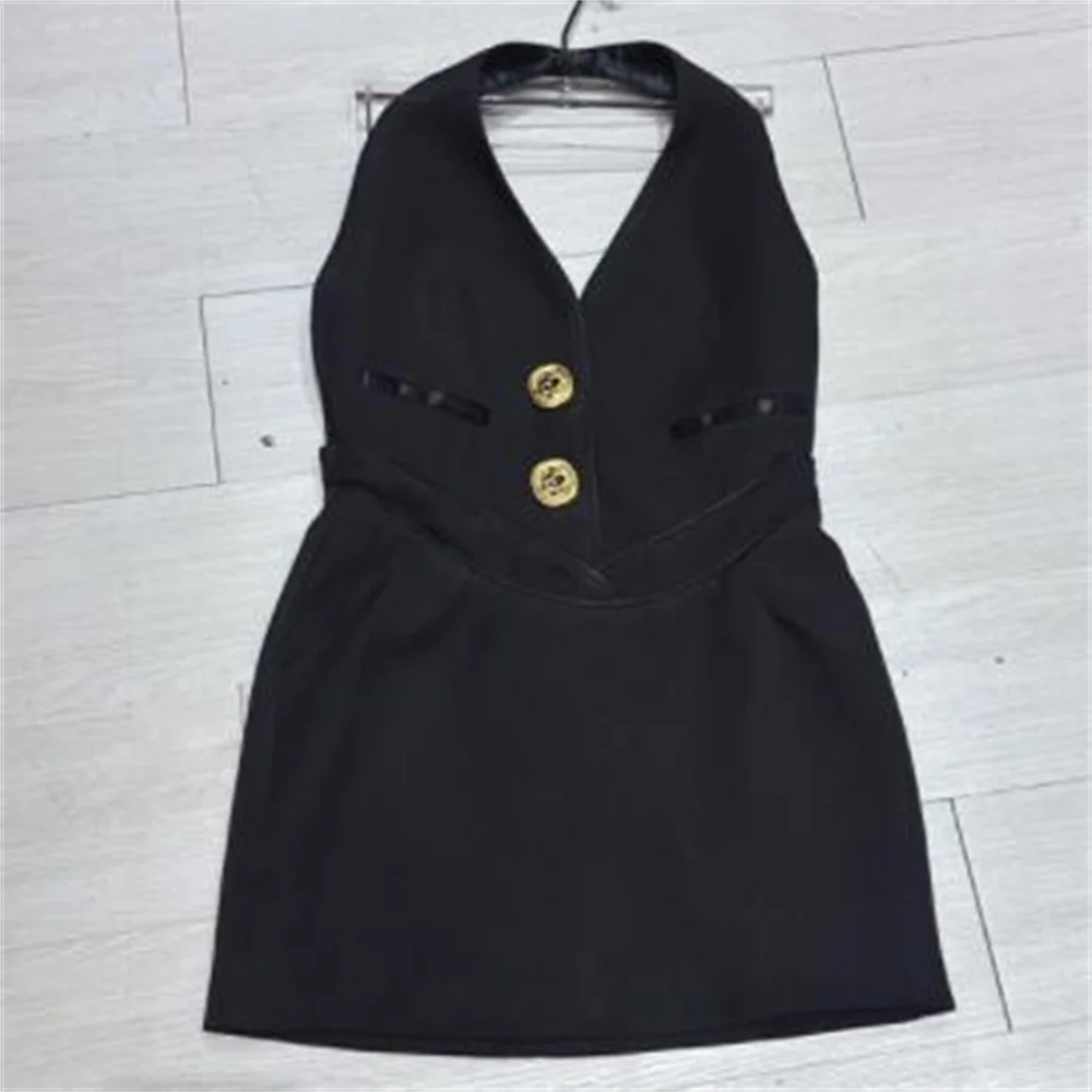 

2024 Summer New Sexy V-neck Dress Slim Elegant Button party dress women