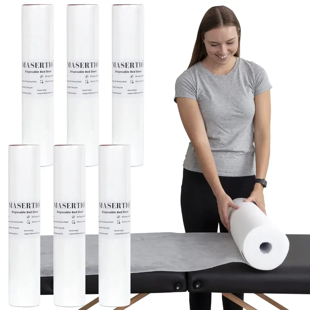 

Non-Woven Disposable Massage Bed Covers, 60 Sheets/Roll, 6 Rolls, 31.5x71 Inches, Ideal for Spa, Tattoo, Waxing