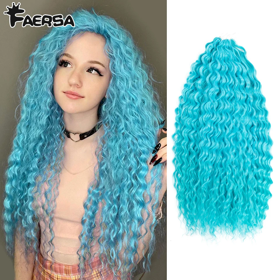 Faersa – extensions capillaires synthétiques bouclées – Ariel-Xs, cheveux ondulés, tresses au Crochet, couleur ombré, blond, rose