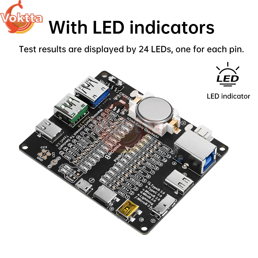 Imagem -02 - Cabo Usb Data Line Detection Board Cabo Checker Usb Cabo Tester Short Circuit On-off Switching Tipo-c Test Tools