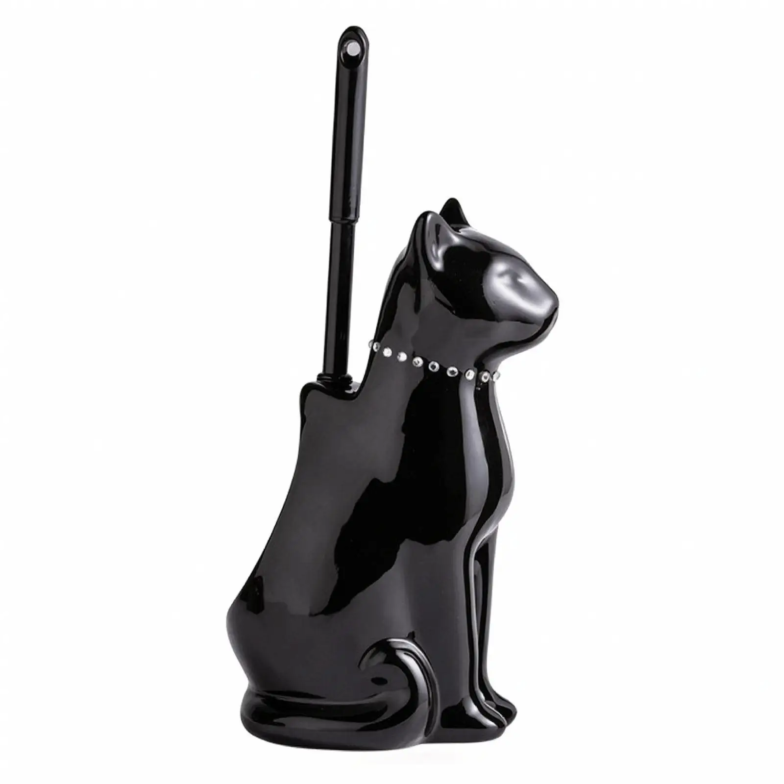 Playful Cat Decor Toilet Brush Set with Stable Ceramic Base and Nylon Bristles for Daily Bathroom Maintenance