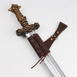 Medieval Sword Shoulder Double Back Scabbard Sheath Frog Holder PU Leather Rapier Buckle Strap Holster Viking Knight Cosplay