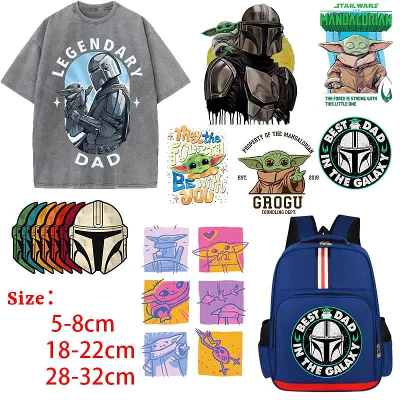Parches termoadhesivos con estrellas para decoración de ropa, pegatinas de transferencia térmica, ropa de Baby Yoda Mandalorian, calcomanías para sudaderas, gorros y bolsos DIY
