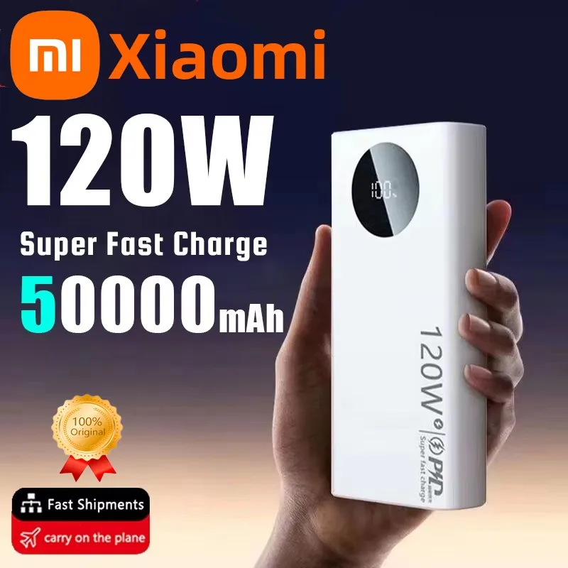 Xiaomi Mijia 50000mah Super szybkie ładowanie 120w moc banku przenośne wyjście do Iphone mobilny zasilacz 2024 nowy